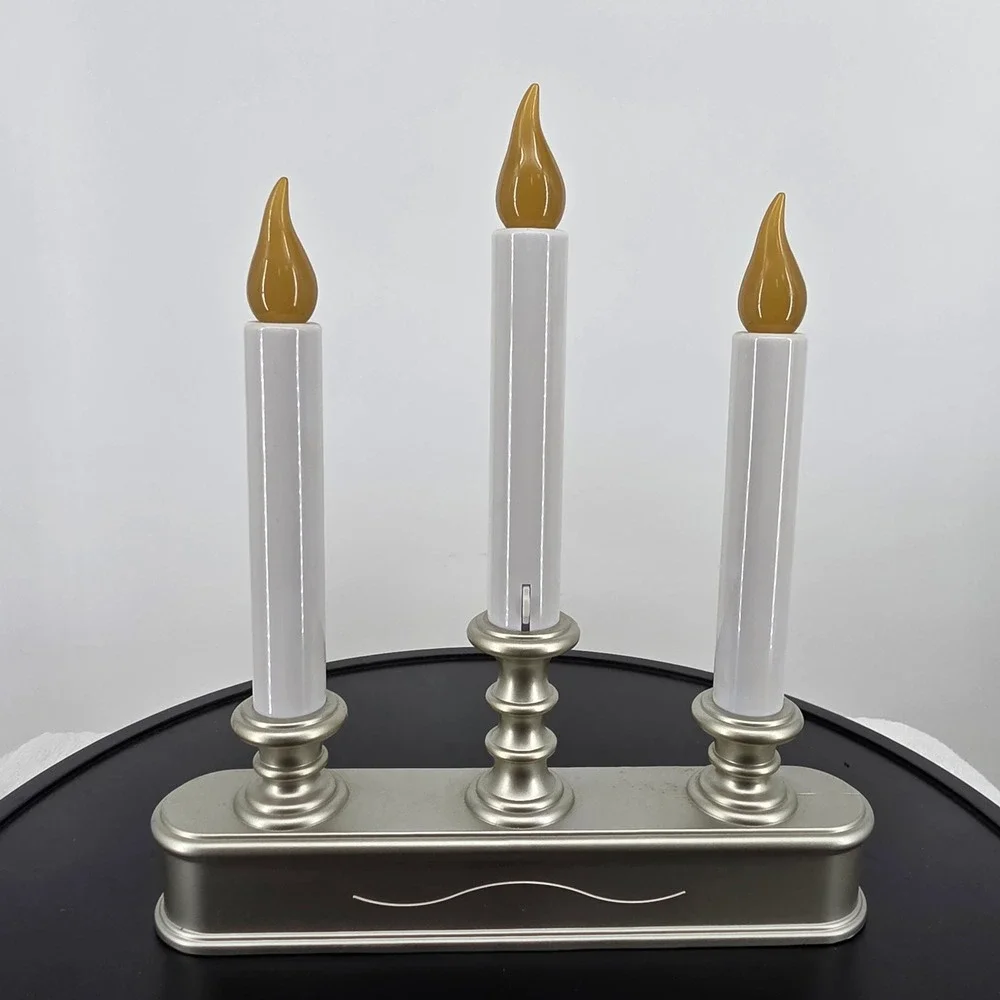 Target Cordless LED Window Candle 3-Light Silver Base Dusk to Dawn Sensor 10in
